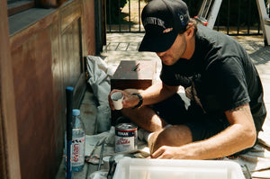 Justin @leftsidedesigns polishing off our entrance.