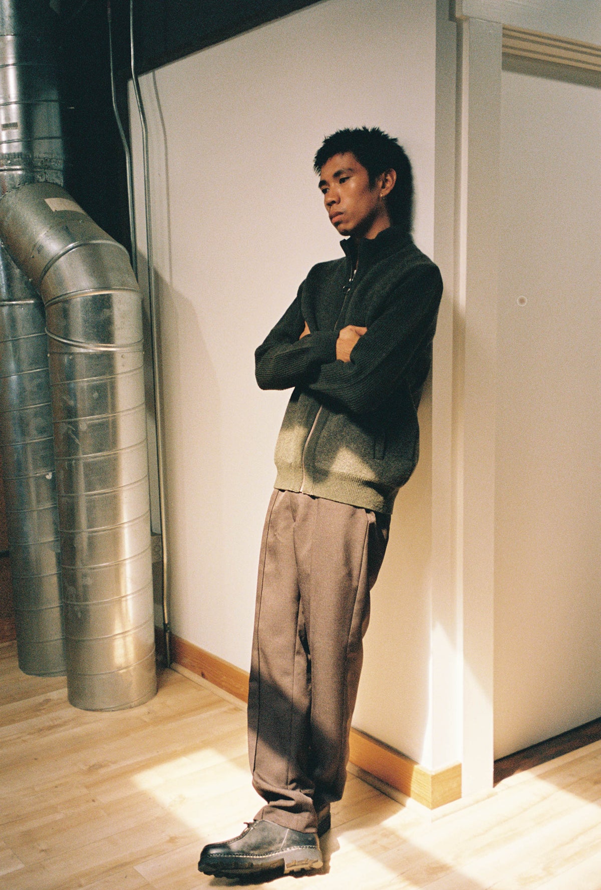 Goodfight for Barbour Milburn Zip-Up Jumper Dark Olive