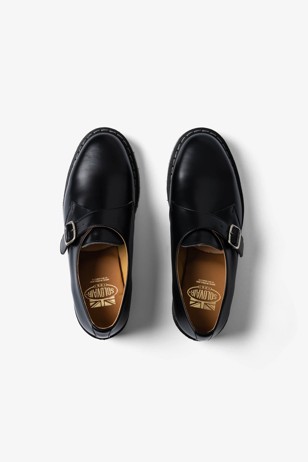 Solovair Single Buckle Monk Shoe Black Hi-Shine