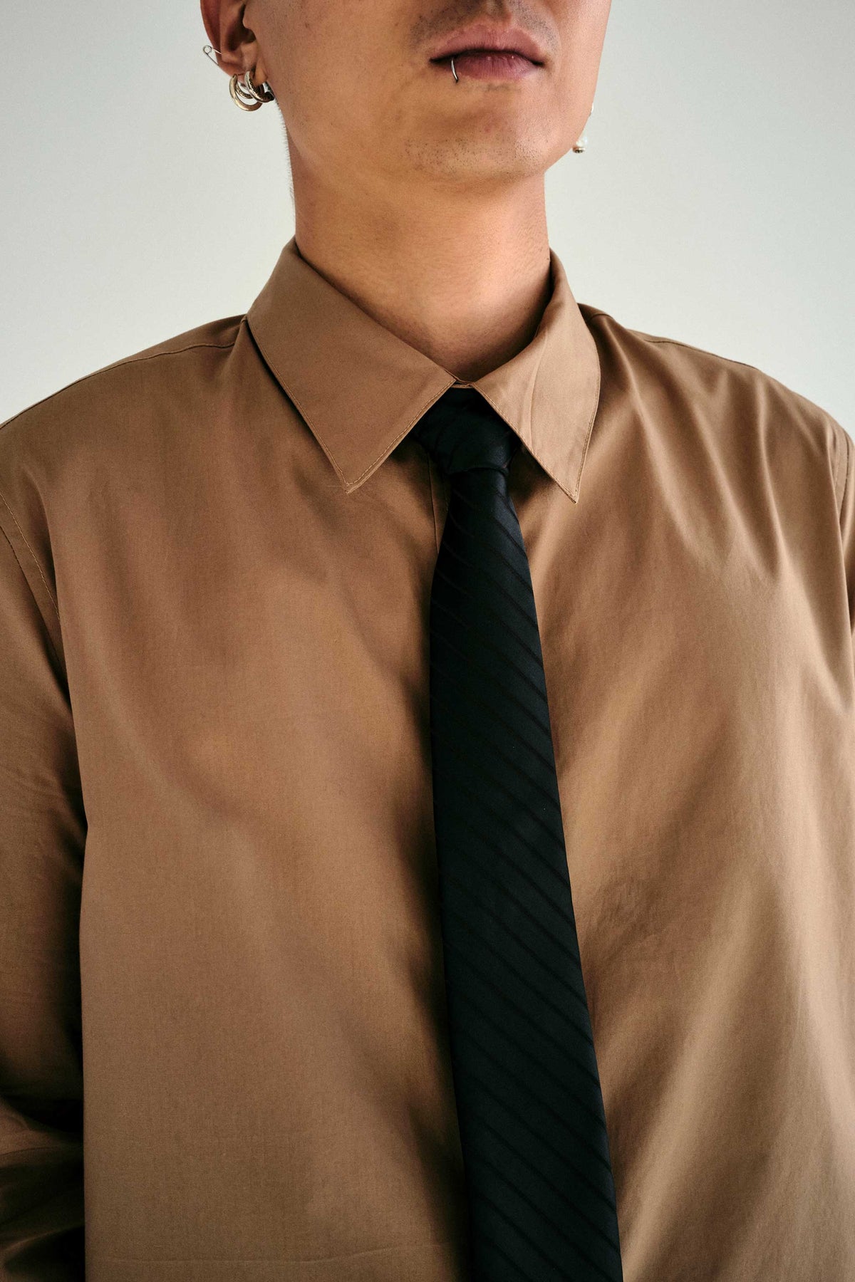 Goodfight Club Tie Black Satin Pinstripe