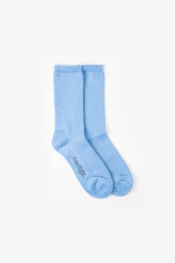 Fuzzy Wool Blend Socks Blue